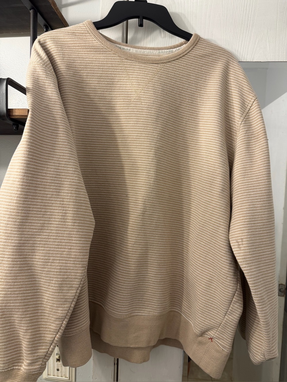 Jachs Men's Beige Striped Crewneck Sweatshirt